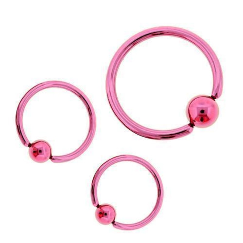 Pink Titanium Captive Bead Ring – 1 Piece – Special 10G (2.6mm) Inner Diameter: 3/8″ (10mm) | Ball-Size: 5mm