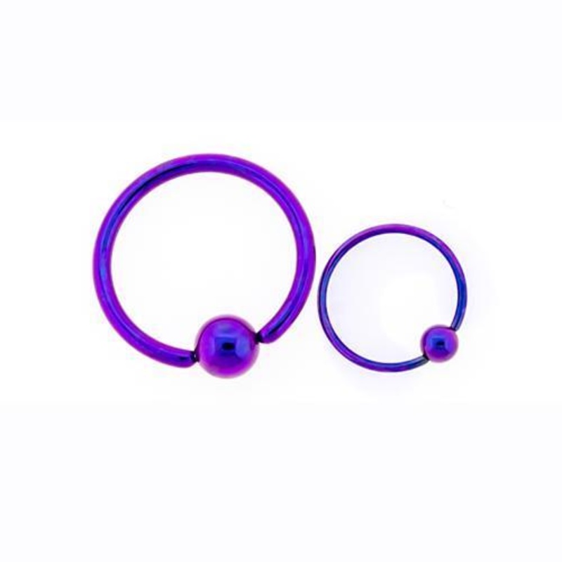 Purple Titanium Captive Bead Ring – 1 Piece – Special 10G (2.6mm) Inner Diameter: 3/8″ (10mm) | Ball-Size: 5mm