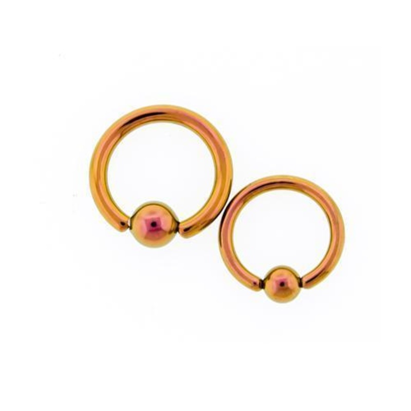 Rosy Gold Titanium Captive Bead Ring – 1 Piece – Special 10G (2.6mm) Inner Diameter: 3/8″ (10mm) | Ball-Size: 5mm