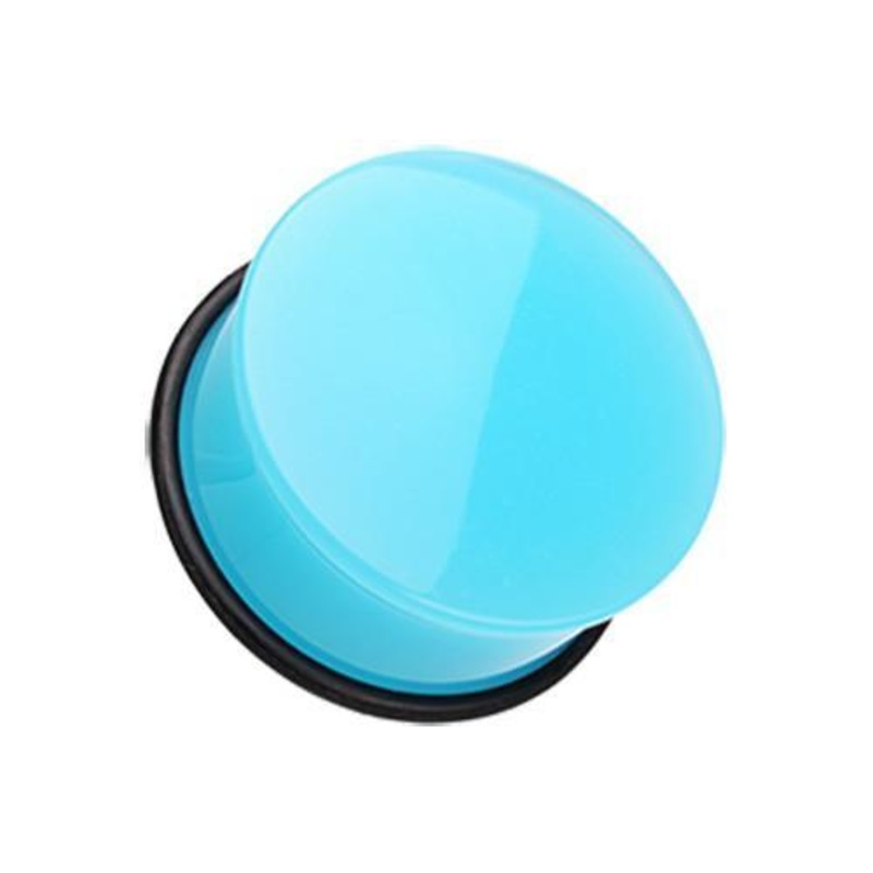 Light Blue Neon Acrylic Single Flared Ear Gauge Plug – 1 Pair 00G (10mm)