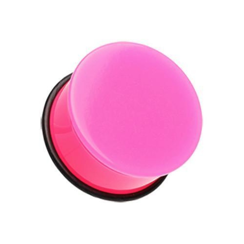 Pink Neon Acrylic Single Flared Ear Gauge Plug – 1 Pair 00G (10mm)