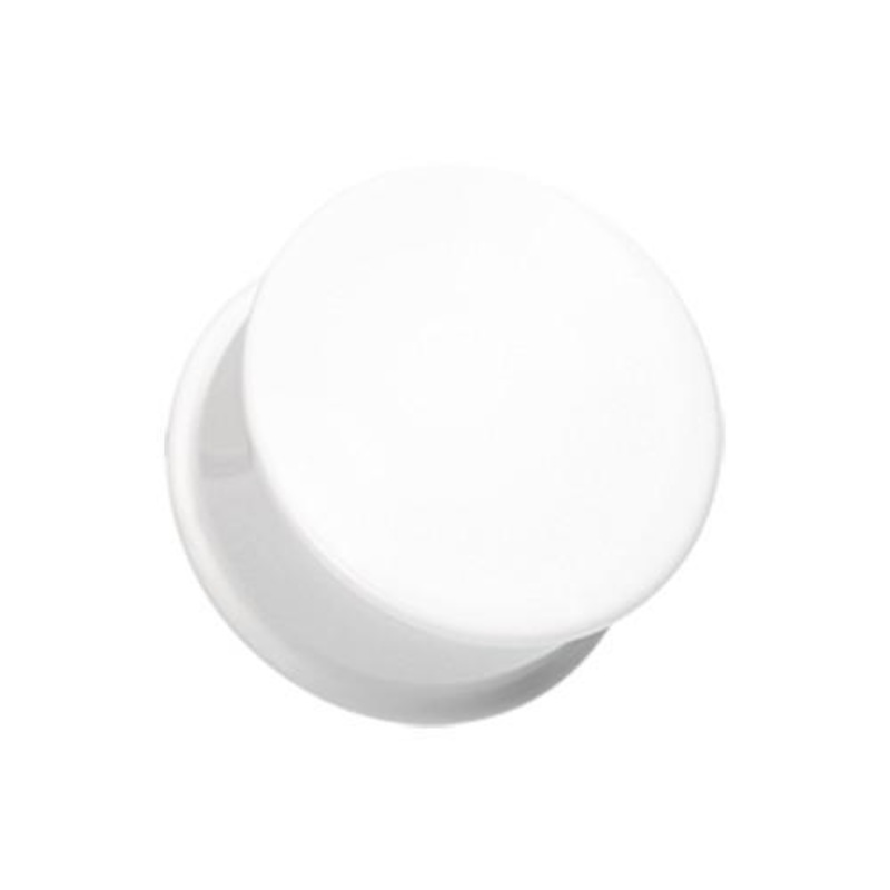 White Acrylic Single Flared Ear Gauge Plug – 1 Pair 00G (10mm)