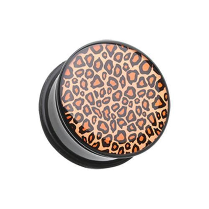 Asian Leopard Print Single Flared Ear Gauge Plug – 1 Pair 00G (10mm)