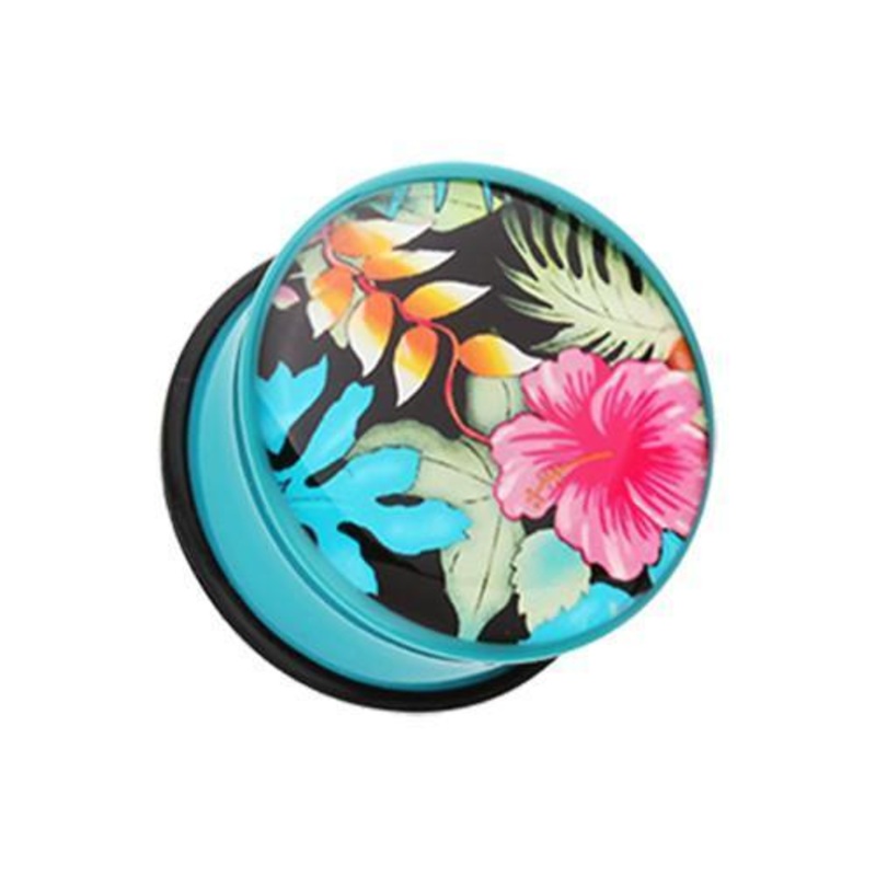 Hawaii Luau Flower Single Flared Ear Gauge Plug – 1 Pair 00G (10mm)