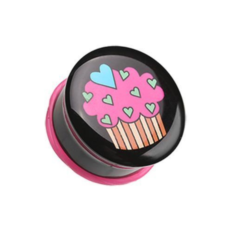 Heartful Cupcake Single Flared Ear Gauge Plug – 1 Pair 00G (10mm)