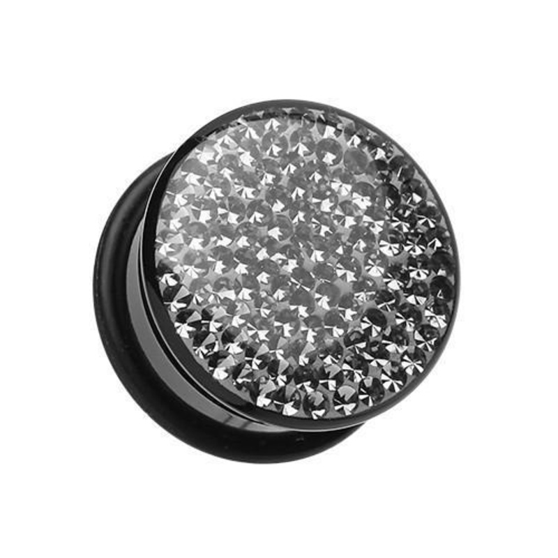 Hematite Brilliant Sparkles Black Body Single Flared Ear Gauge Plug – 1 Pair 00G (10mm)