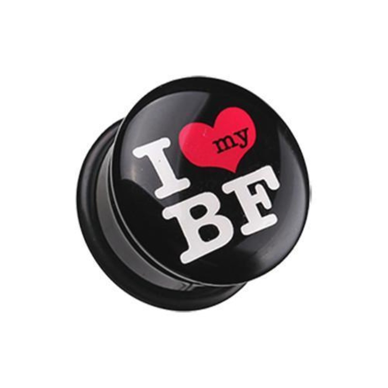 ‘I Heart my BF’ Single Flared Ear Gauge Plug – 1 Pair 00G (10mm)