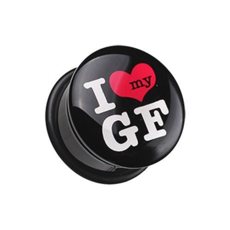 ‘I Heart my GF’ Single Flared Ear Gauge Plug – 1 Pair 00G (10mm)