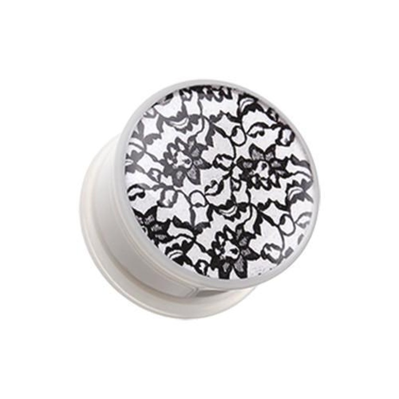 Jamestown Floral Print Single Flared Ear Gauge Plug – 1 Pair 00G (10mm)