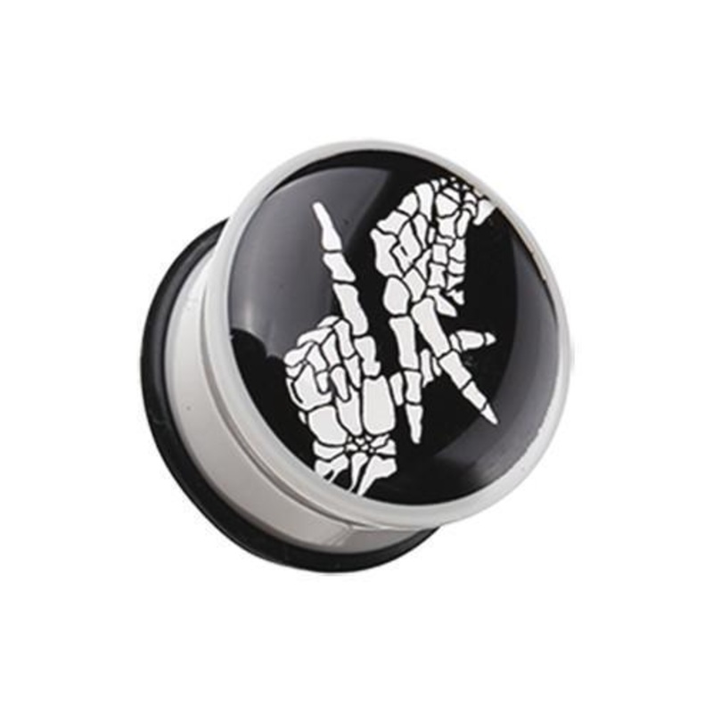 ‘LA’ Reppin Skeleton Hands Single Flared Ear Gauge Plug – 1 Pair 00G (10mm)