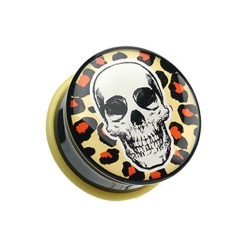 Leopard Skull Single Flared Ear Gauge Plug – 1 Pair 00G (10mm)