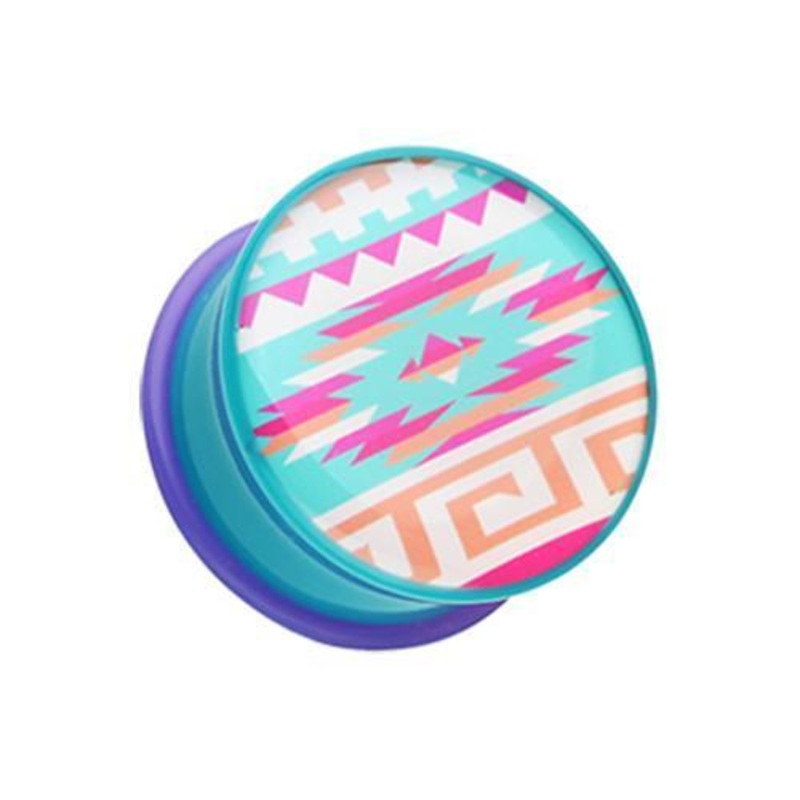 Pastel Navajo Single Flared Ear Gauge Plug – 1 Pair 00G (10mm)