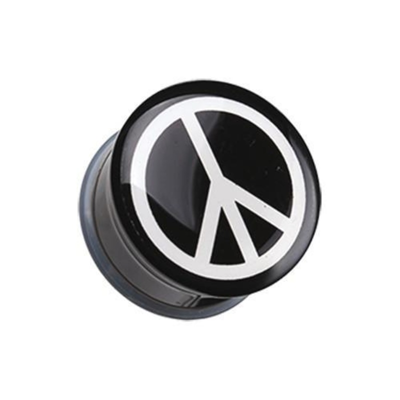 Peace Logo Single Flared Ear Gauge Plug – 1 Pair 00G (10mm)