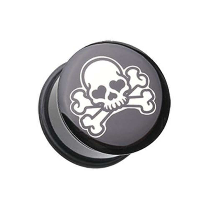 Pirate Emo Skull Single Flared Ear Gauge Plug – 1 Pair 00G (10mm)