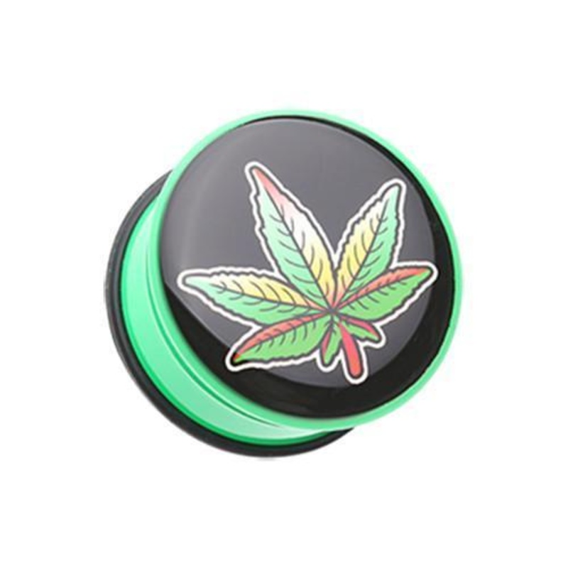 Pot Leaf Single Flared Ear Gauge Plug – 1 Pair 00G (10mm)