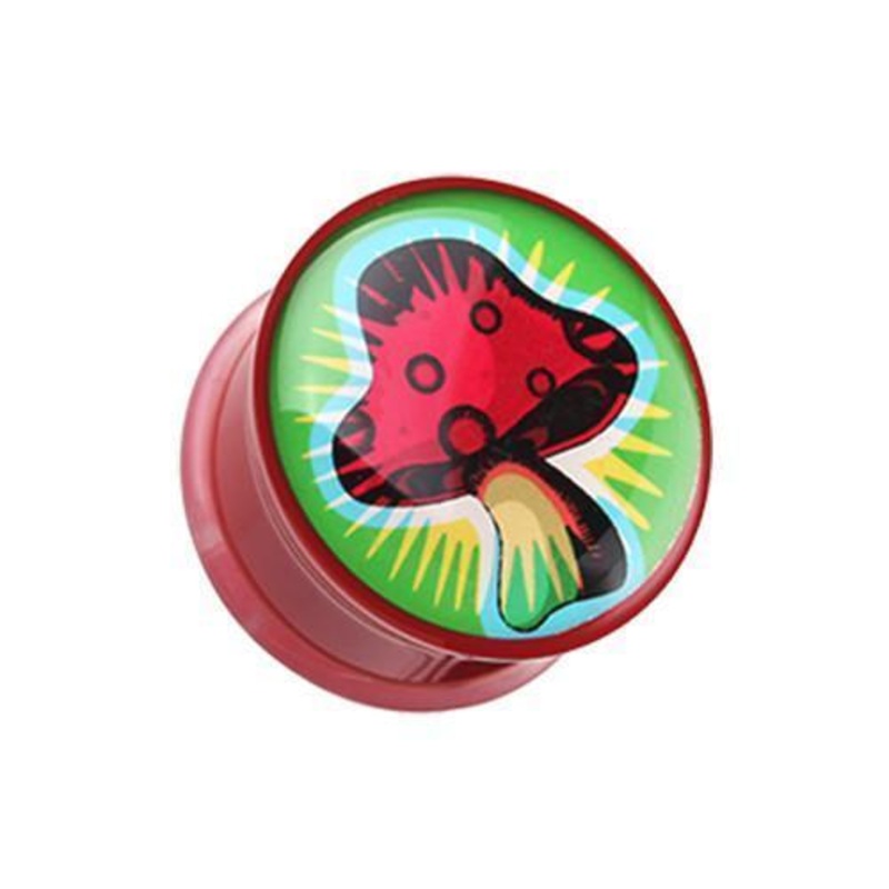 Psychedelic Mushroom Single Flared Ear Gauge Plug – 1 Pair 00G (10mm)