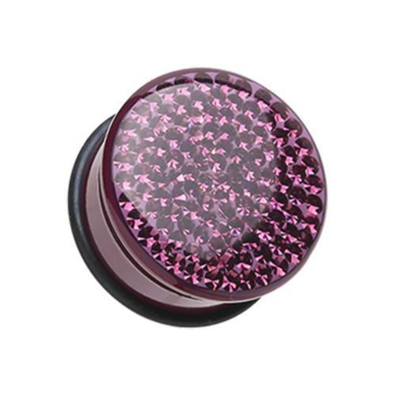 Purple Brilliant Sparkles Color Body Single Flared Ear Gauge Plug – 1 Pair 00G (10mm)