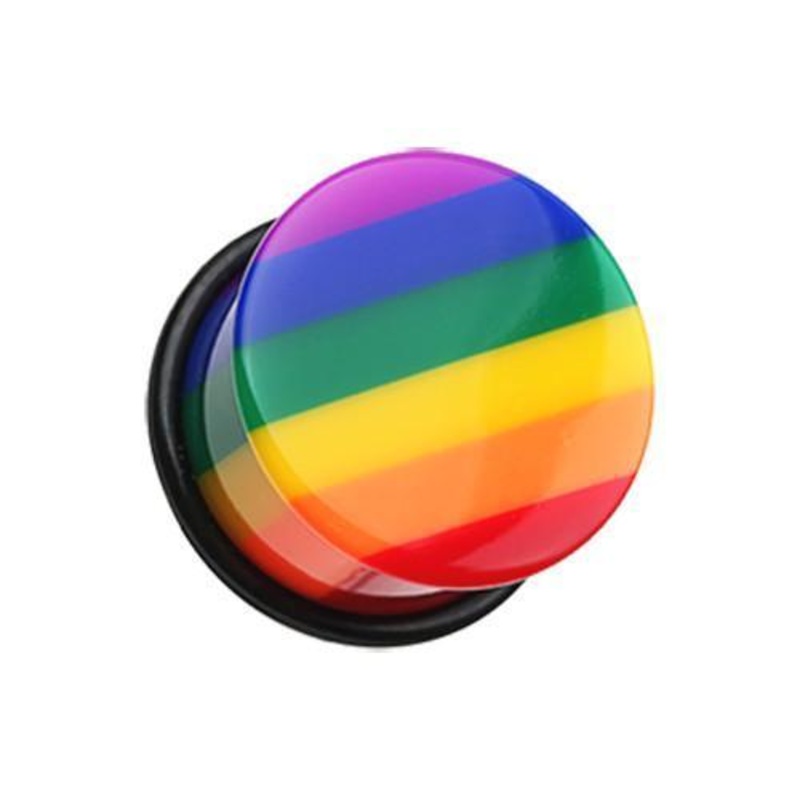 Rainbow Pride Stripe Single Flared Ear Gauge Plug – 1 Pair 00G (10mm)