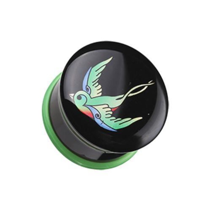 Rainbow Swallow Single Flared Ear Gauge Plug – 1 Pair 00G (10mm)