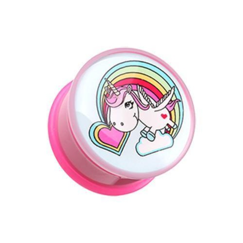 Rainbow Unicorn Single Flared Ear Gauge Plug – 1 Pair 00G (10mm)