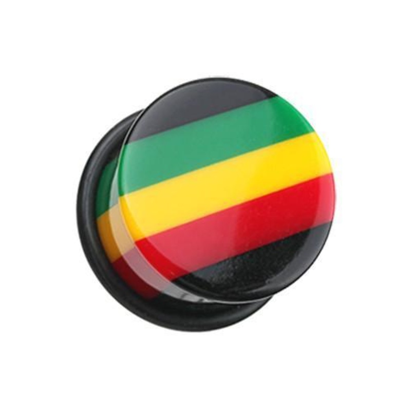 Rasta Jamaican Stripe Single Flared Ear Gauge Plug – 1 Pair 00G (10mm)