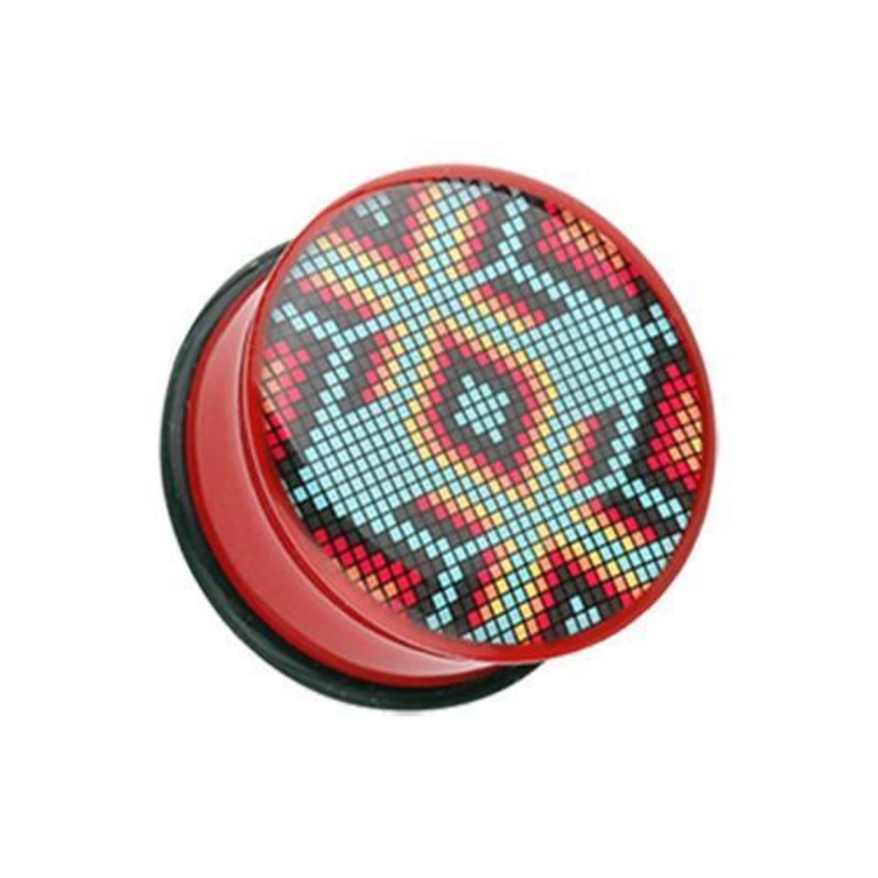 Red Navajo Beads Single Flared Ear Gauge Plug – 1 Pair 00G (10mm)