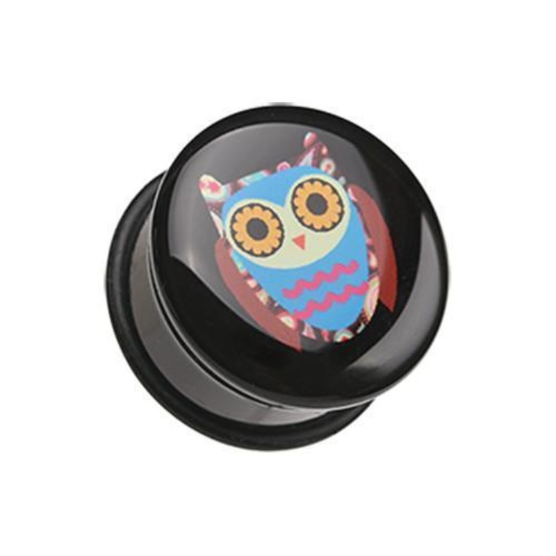 Retro Owl Single Flared Ear Gauge Plug – 1 Pair 00G (10mm)
