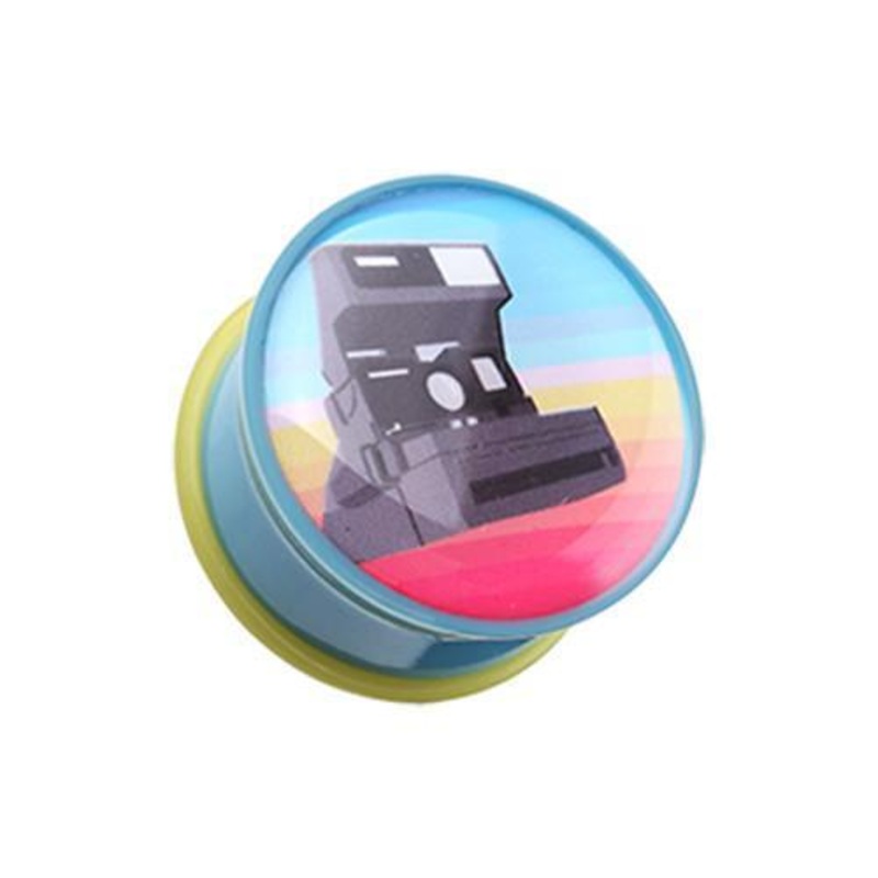 Retro Polaroid Camera Single Flared Ear Gauge Plug – 1 Pair 00G (10mm)