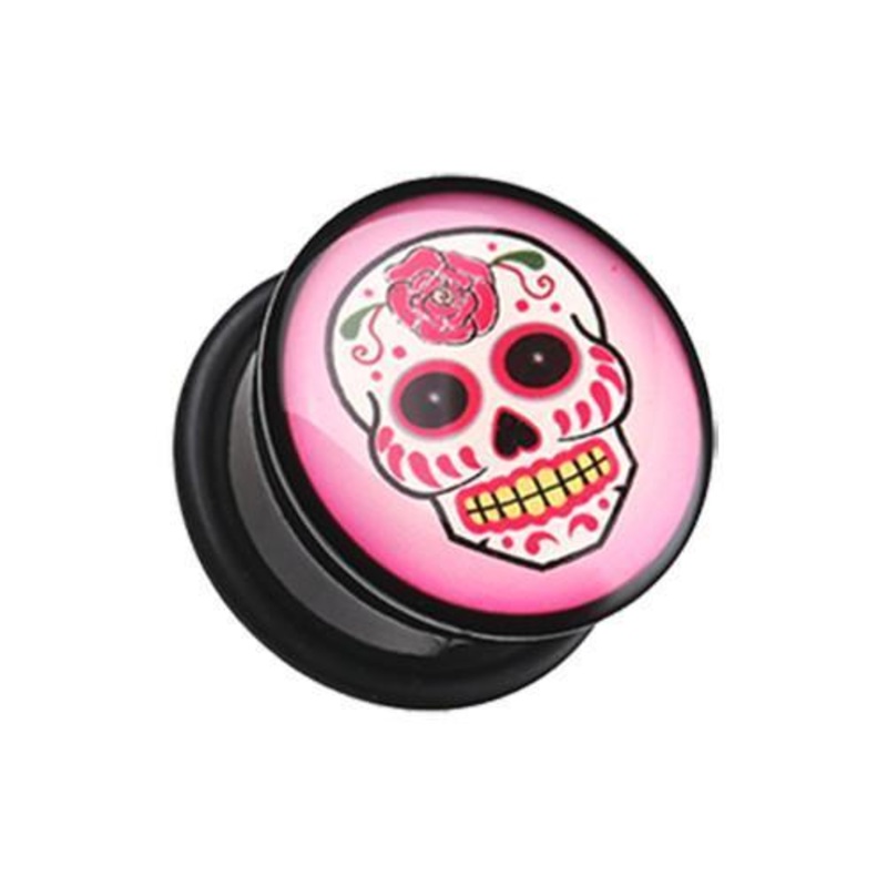 Rosie the Sugar Skull Single Flared Ear Gauge Plug – 1 Pair 00G (10mm)