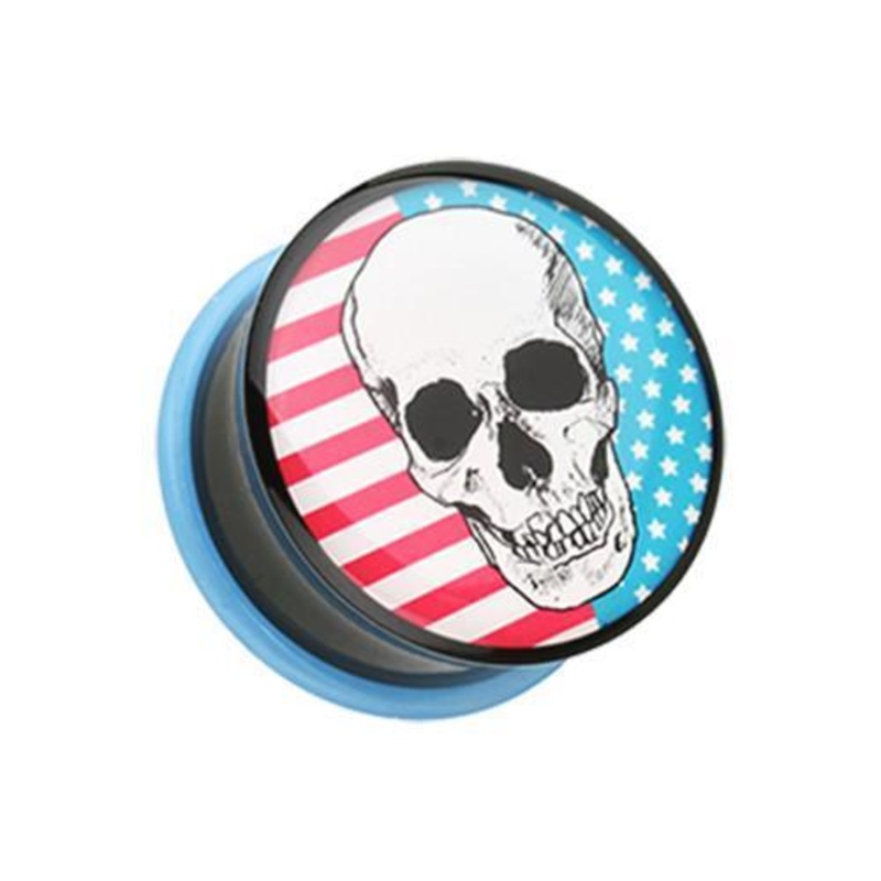Skull Americana Single Flared Ear Gauge Plug – 1 Pair 00G (10mm)