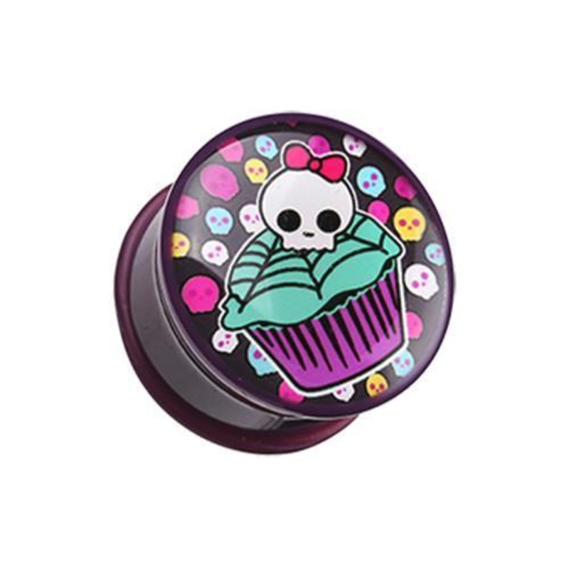 Skullicious Cupcake Single Flared Ear Gauge Plug – 1 Pair 00G (10mm)