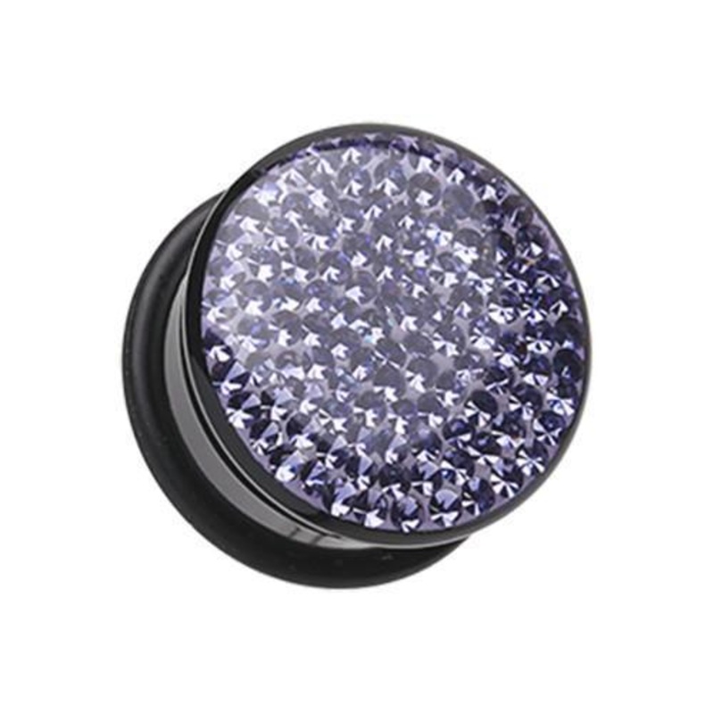 Tanzanite Brilliant Sparkles Black Body Single Flared Ear Gauge Plug – 1 Pair 00G (10mm)