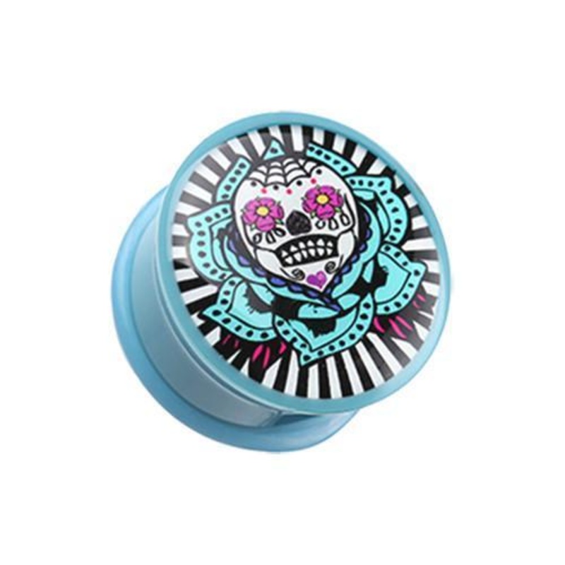 Urban Fuse Sugar Skull Single Flared Ear Gauge Plug – 1 Pair 00G (10mm)
