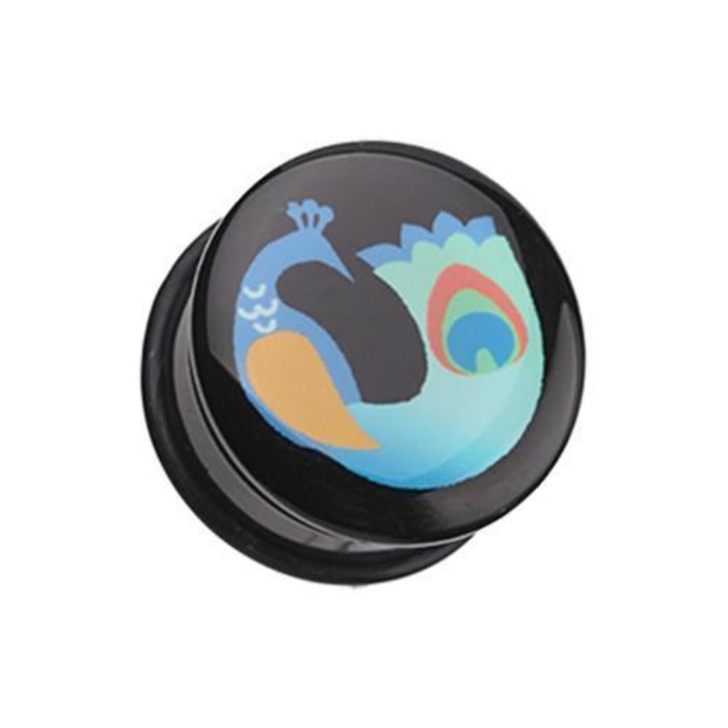 Vibrant Peacock Single Flared Ear Gauge Plug – 1 Pair 00G (10mm)