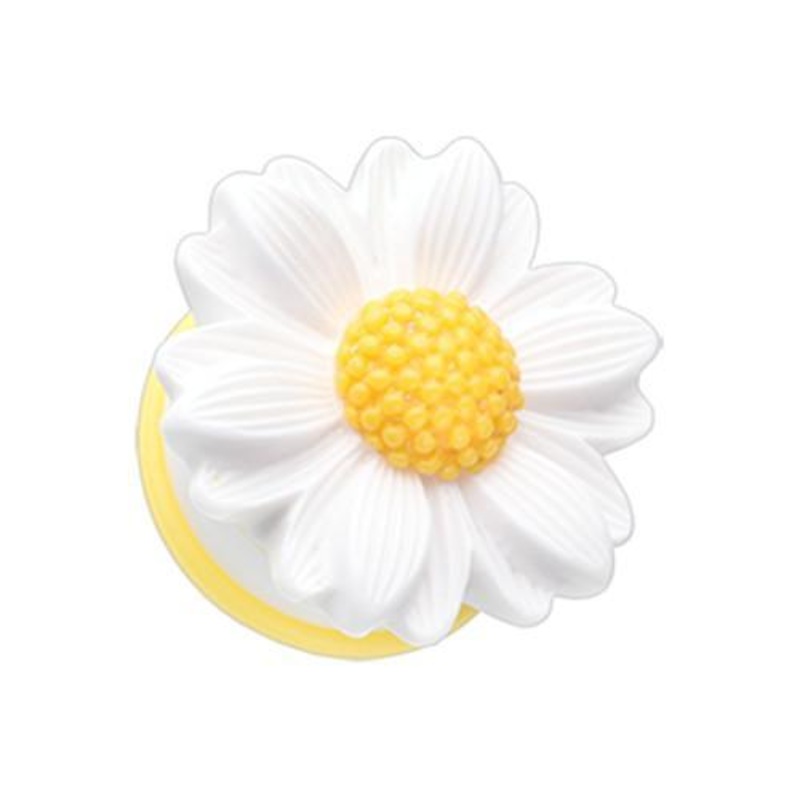 White/Yellow Cutesy Daisy Flower Single Flared Ear Gauge Plug – 1 Pair 00G (10mm)