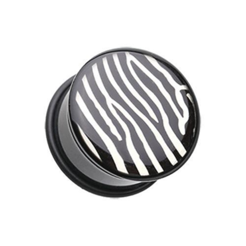 Zebra Print Single Flared Ear Gauge Plug – 1 Pair 00G (10mm)
