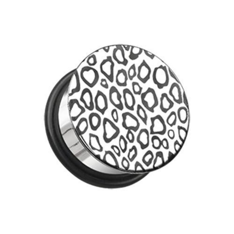 Leopard Plate Hollow Back Single Flared Ear Gauge Plug – 1 Pair 00G (10mm)