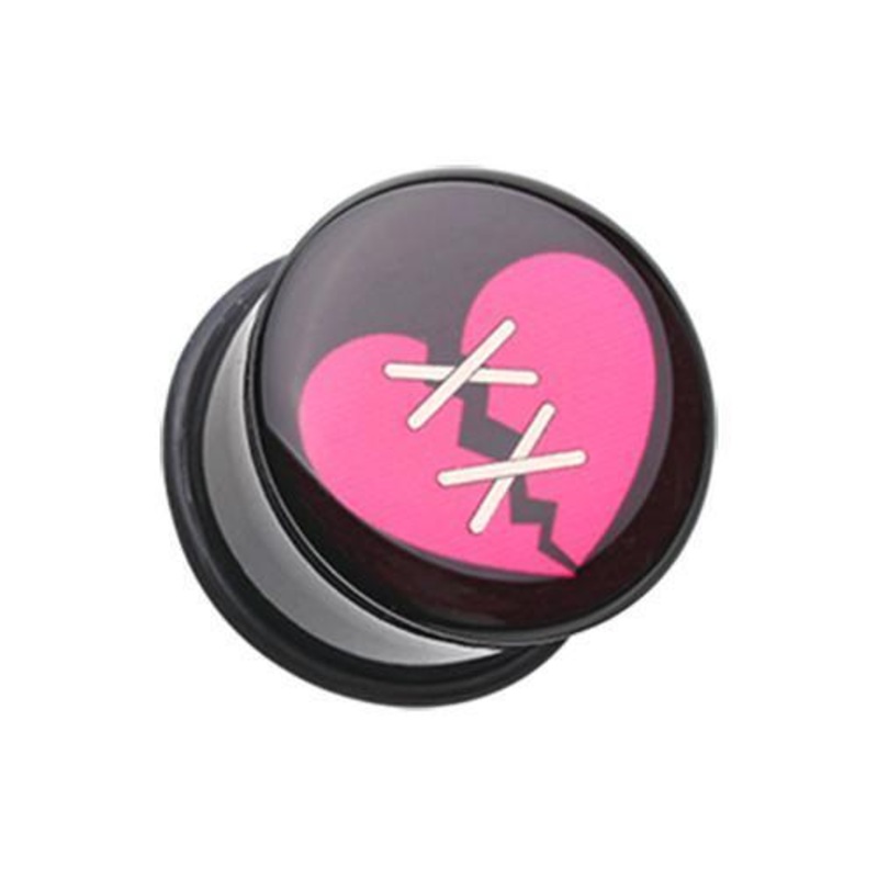 Stitch My Heart Single Flared Ear Gauge Plug – 1 Pair 00G (10mm)