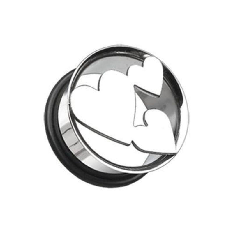 Triple Heart Hollow Single Flared Ear Gauge Plug – 1 Pair 00G (10mm)