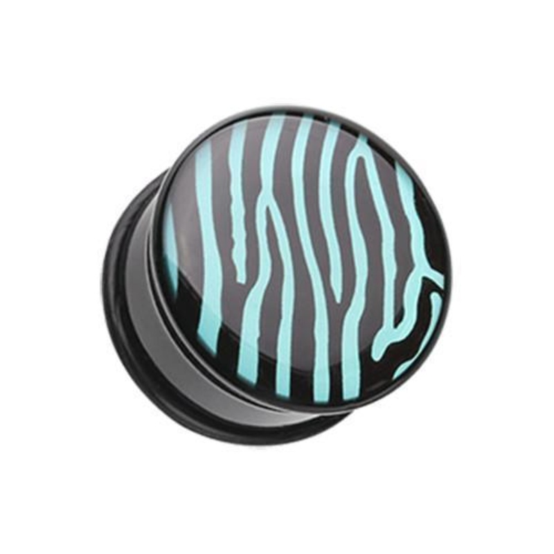 Zebra Azure Single Flared Ear Gauge Plug – 1 Pair 00G (10mm)