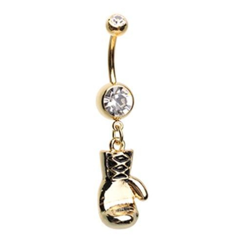 Clear Fight For What You Love Dangle Belly Ring 14G (1.6mm) Length: 3/8″ (10mm) Clear
