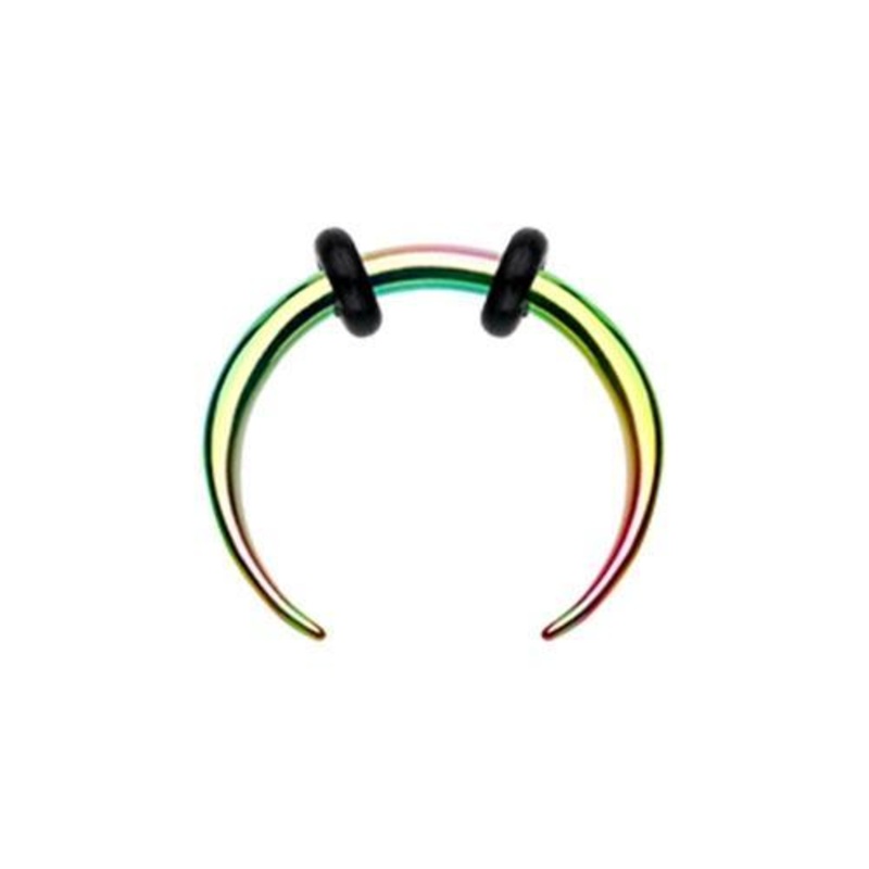 Rainbow Steel Pincher Septum Pincher Septum Ring 14G (1.6mm) Inner Diameter: 3/8″ (10mm) Rainbow