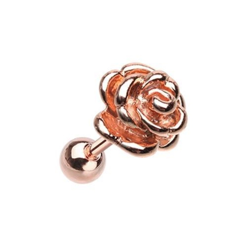Rose Gold Rose Tragus Cartilage Barbell Earring – 1 Piece 18G (1mm) Length: 1/4″ (6mm)