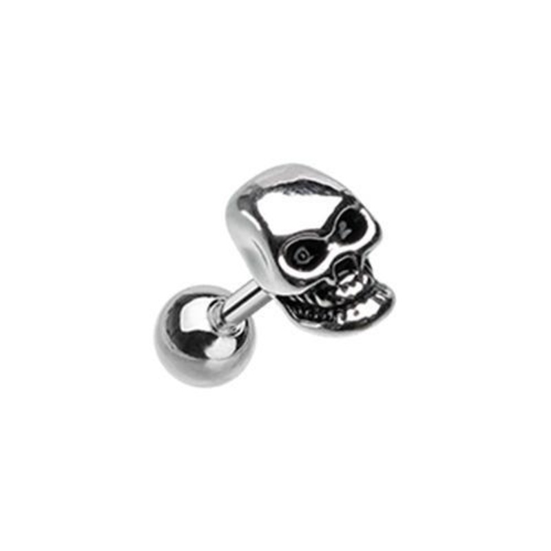Skull Head Tragus Cartilage Barbell Earring – 1 Piece 18G (1mm) Length: 1/4″ (6mm)