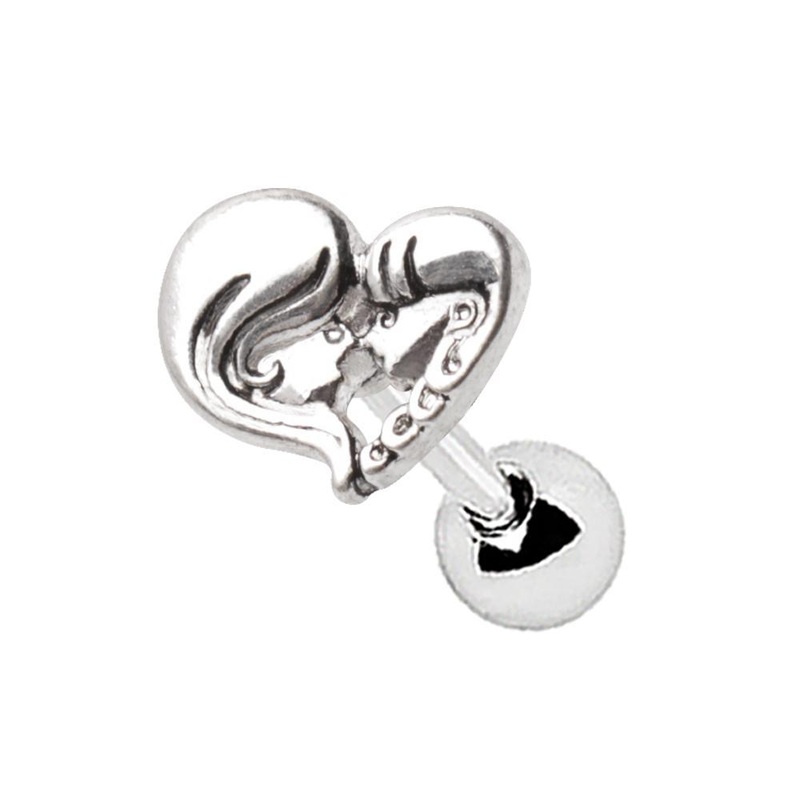 Mother Daughter Heart Cartilage Barbell Earring – 1 Piece 16G (1.2mm) Length: 1/4″