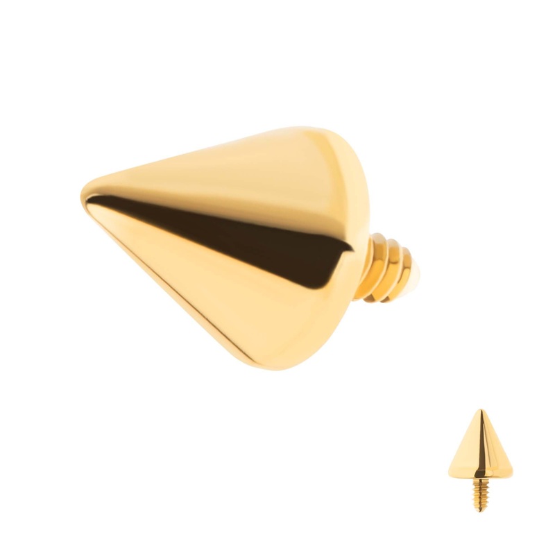 24Kt Gold PVD Titanium Internally Threaded Spike Top 16G (1.2mm) Top: 3mm (L) x 3mm (W)