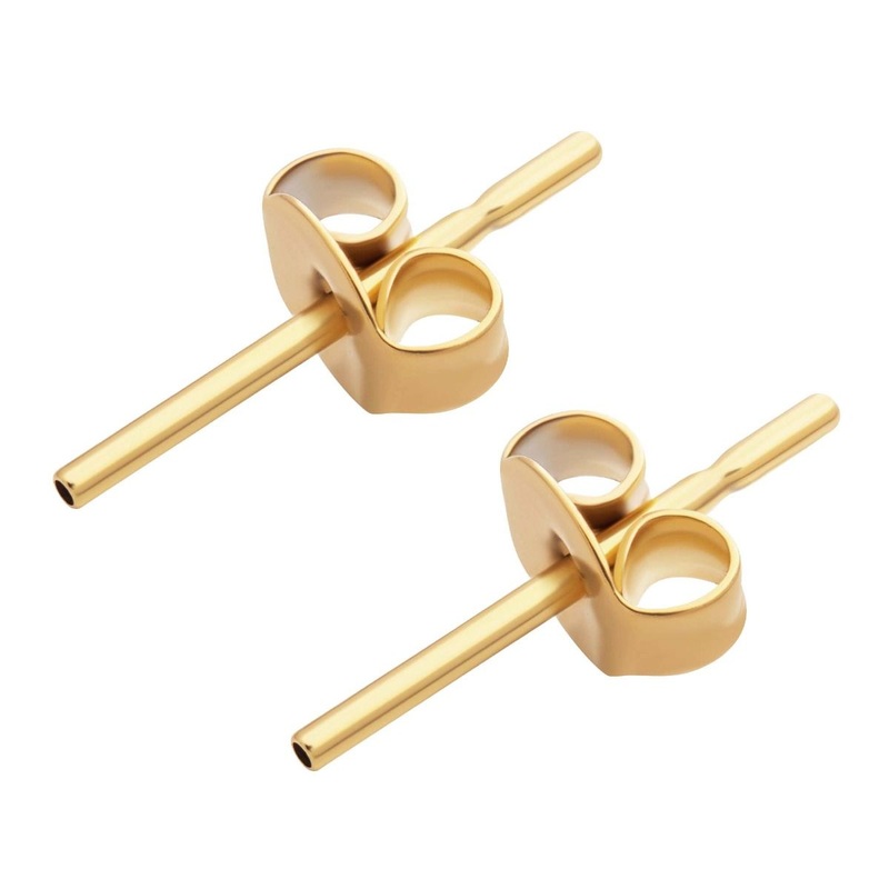 24KT Gold PVD Titanium Threadless Butterfly Ear Post Earring Post- 1 Pair 20G (0.8mm)