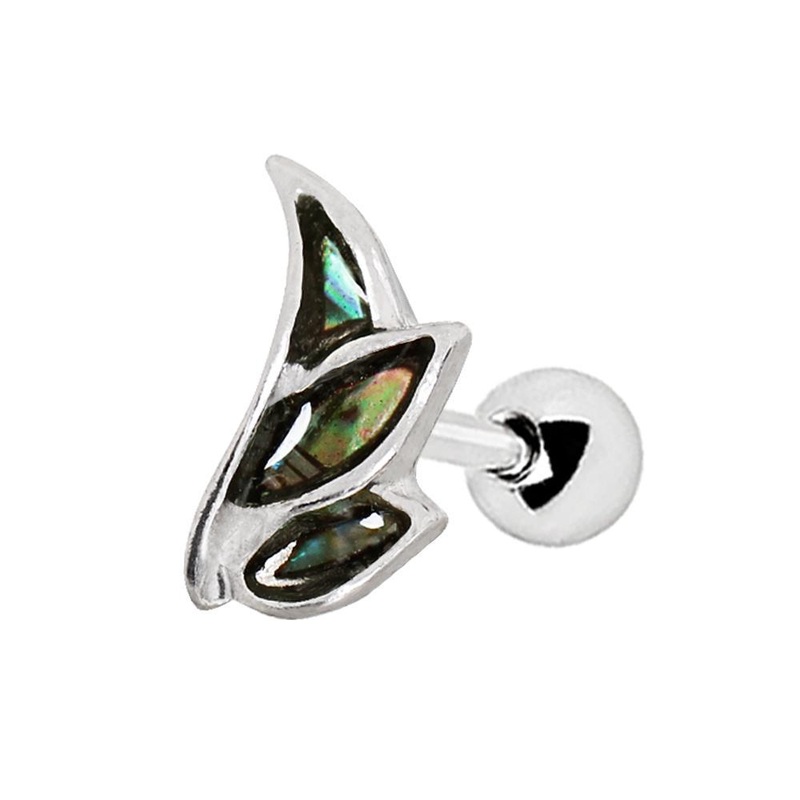 Abalone Shell Mini Angel Wing Cartilage Barbell – 1 Piece 16G (1.2mm) Length: 1/4″