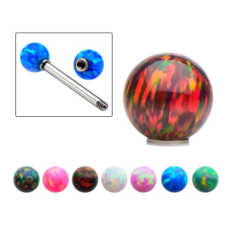 Synthetic Opal Replacement Threaded Ball. sbvtb35op 14G (1.6mm) Ball-Size: 5mm ball Black Opal