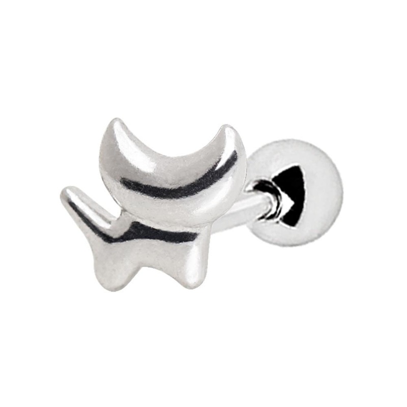 Tiny Cat Cartilage Barbell Earring – 1 Piece 16G (1.2mm) Length: 1/4″